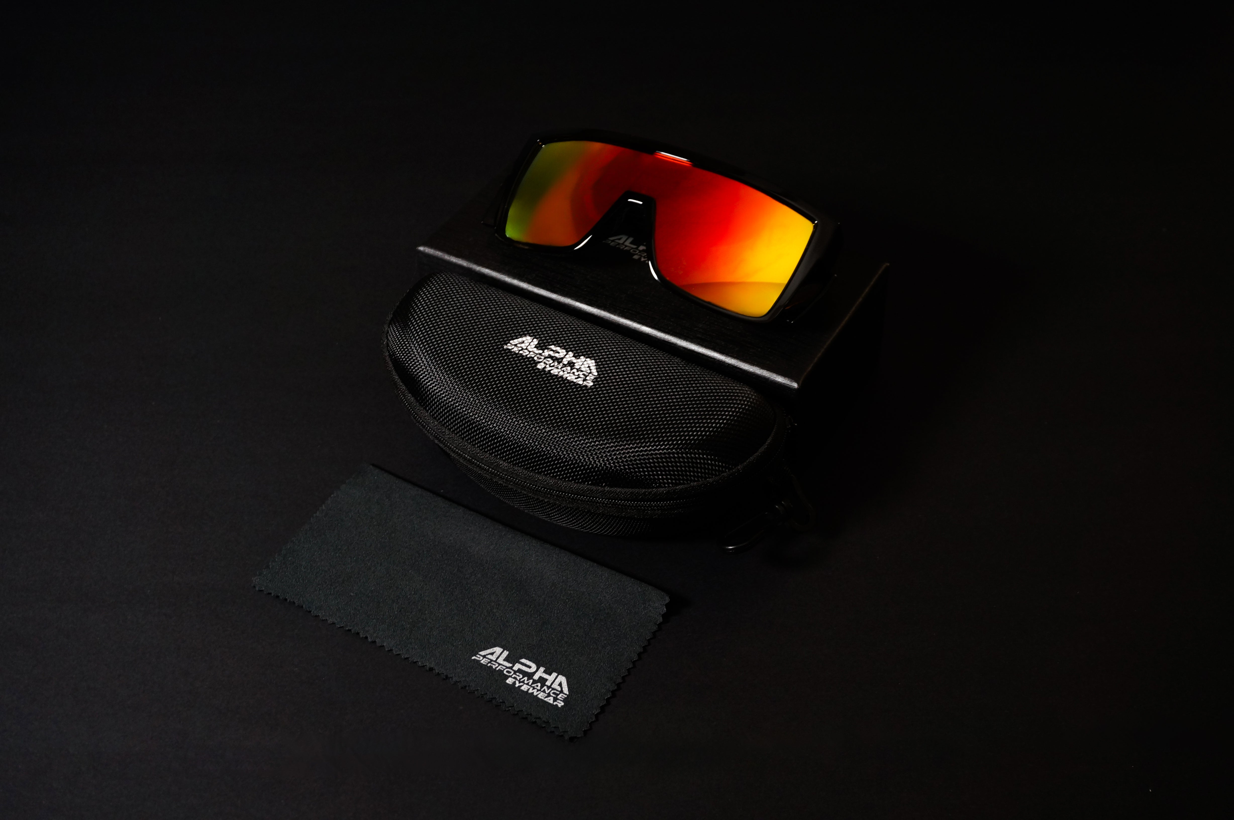 Ruby Red Mirror Sunglasses w/ Hard Shell Case