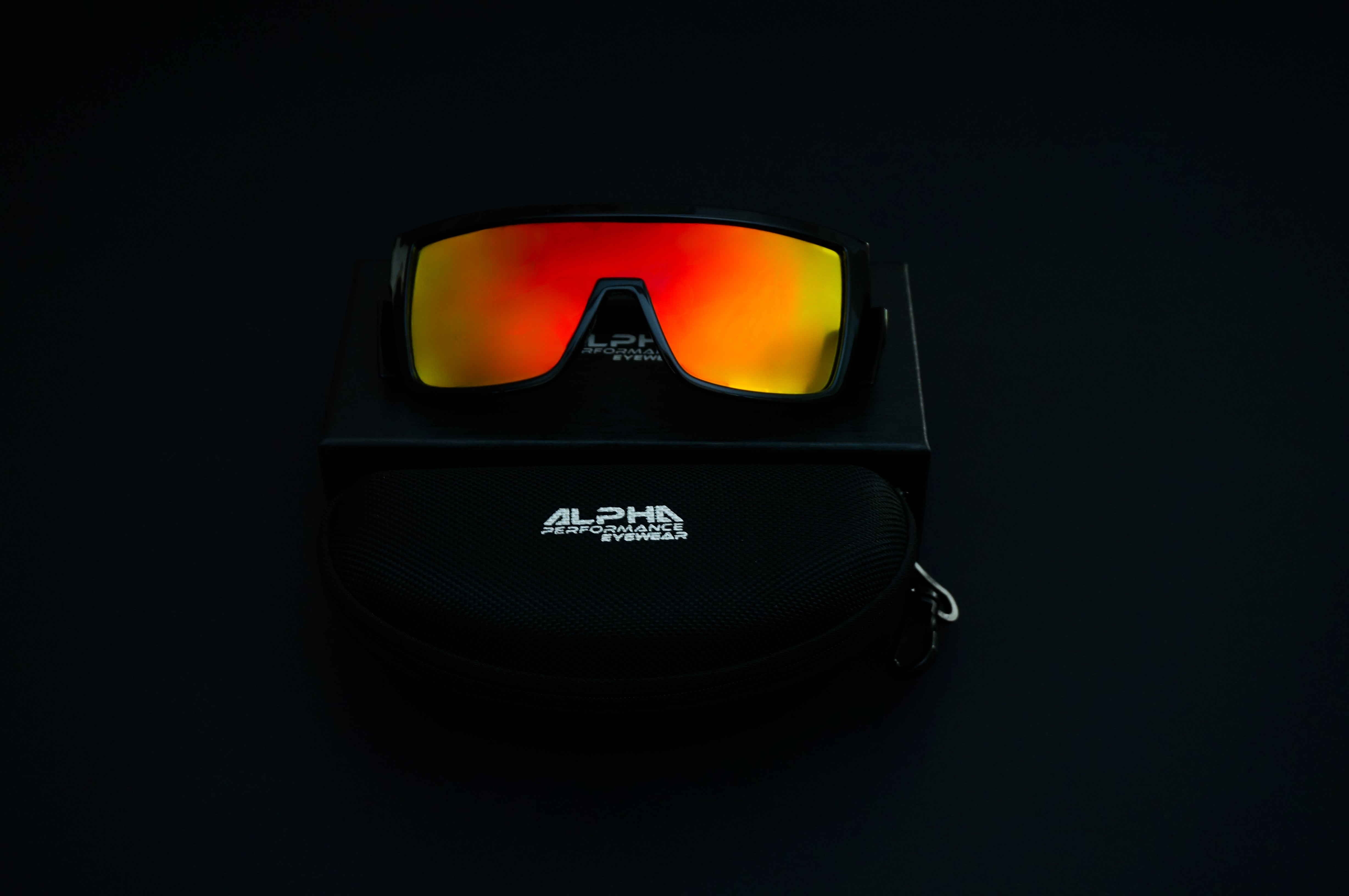 Ruby Red Mirror Sunglasses w/ Hard Shell Case